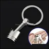 Fashion Assories Car Partie Sier Metal Piston Key Ring Chain Course Course Keychain Keyfob Pendent Keychains Drop Livrot 2021 EJLFQ