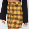 Kobieta Plaid Spódnica Intelektualista Seksowny Metalowy Ring Zipper Torba Hip Tight Office Lady Girls Ołówek Empire Plaid Hip Spódnice #YJ X0428