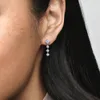 Pendientes colgantes cuadrados redondos brillantes de plata de ley 100% 925, pendientes de moda, accesorios de joyería para mujer Gift2734