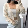 WOMENGAGA Fille Femelle Apple Vert Taille Haute Taille Courte Bat Manches Longues Lâche Cardigan Tops Sweatr Fold Stripe Femmes EEO9 210603