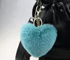 Serce Ball Pom Pom Keychain Puszysty Faux Rabbit Futro Pompom Klucze Łańcuch Kobiety Torba Wisiorek Biżuteria Kluczy łańcuchy DB025