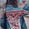 ボヘミアの花の刺繍デニムジャケット女性シックなコート女性フォークアップリケ衣装210603