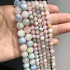 Natural Genuine colorido Morganite Pedra Espaçador Spacer Beads Para Jóias Fazendo Braceletes Diy Colares 15 polegadas 6/8 / 10mm