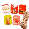 Gift Wrap 48/50pcs DIY Christmas Paper Bag Snowman Deer Santa Claus Label Hang Tags Party Decor Xmas Wrapping Bags