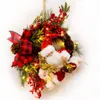 Decorações de Natal 30cm LED Grinalda com Papai Noel Artificial Pine Cones Bagas e Flores Feriado Frente Porta Pendurado Ano Decoração