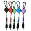 1pc Cute Retractable Badge Reel Ballpoint Pen Belt Clip Chain Carabiner Key Ring Lanyard Pen School Supplies Office Accessories