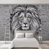 Bakgrundsbilder Anpassade foto Bakgrund Modern svartvitt lejon Mural Kids Wall Painting Creative 3D Wallpaper