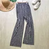 Summer Women Fashion Pleated Houndstooth High Waist Wide Leg Pants Loose Elastic Casual Trousers Free 210527