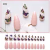 24pcs Almond Fake Nails Patch 6 Styles 3D Detachable False Fingernails Press on Full Cover DIY Nail Art Tips Manicure