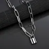 Hip Hop Multi Layers chaîne collier avec serrure femmes hommes punk rock cadenas pendentif collier Goth bijoux pour cadeau