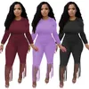 Kvinnor Outfits Fall Winter Two Piece Set Solida Tracksuits Långärmad Sweatshirt Top + Tassels byxor 2st Casual Svart Sport Passar Utomhus Jogging Suit 5601