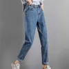 Höst hög midja lösa raka damer jeans denim byxor kvinnor vintage blå pantalon femme 10795 210518