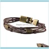 Tennis Jewelrytennis Brown Alloy Simple Multilayer Men Leather Geometric Punk Bangle Fashion Bracelets Rope Chain Black Jewelry Aessories1 D