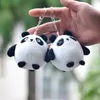 10PCS 10cm Panda Open Squint Eyes Decoration Bag Plush Mini Pendant Keychain Doll Ring Toy