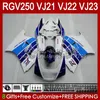 Kit de carrosserie OEM pour SUZUKI 250CC RGV250 SAPC VJ21 RGV250 RGV-250CC 88 89 Carrosserie 21HC.15 RGVT-250 RGV-250 Panneau bleu blanc brillant RGVT RGV 250 CC 1988 1989 Kit complet de carénage