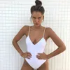 Damskie Stroje kąpielowe 2021 Kobiety Sexy Wysokie cięcie One Piece Swimsuit Backless Swim Siatek Czarny Biały Red Thong Kąpiel Kobieta Monokini 27411