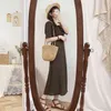 Robe d'été de grande taille filles Boho Party coton lin femme Vintage marron à manches courtes femmes es longue robe robe 210423