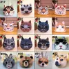 3D Katze Hund Gesicht Plüsch Geldbörse Beutel Niedlichen Welpen Mops Kopf Reißverschluss Geldbörse Cartoon Tier Tasche Anhänger Charme M3962