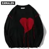 Harajuku love pattern knitted ugly sweater men letter punk rock black red gothic vintage grandpa women cute pullover 210918