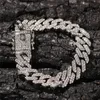 Hiphop diamant isade ut kedjor halsband armband smycken österrikisk strass kuba länk för män unisex party guld silver kedja halsband choker gåva