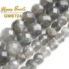 Naturlig pärla facetterad grå labradorit sten lösa spacer pärlor för smycken gör DIY armband halsband 7.5inches 6mm / 8mm