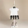 Tjej mode klänning plaid casual prinsessa barn skolan bär kläder korta barn sundress 2-6t jul toddler vår outfit q0716