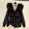 Parkas rembourrés en coton pour femme, grande taille 3XL, grande fourrure épaisse, veste ample et chaude, doublure en fourrure, vêtements d'extérieur à capuche, veste et manteau