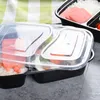 NEW150Set/lot Plastic Disposable Bento Box Meal Storage Food Prep Lunch Box 2 Compartment Microwavable Containers Home Lunchbox EWD7640