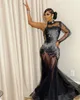 2021 Plus Size Arabic Aso Ebi Luxurious Mermaid Black Prom Dresses Lace Pärled Crystals Evening Formal Party Second Reception Gown6341229