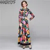 High Quality spring fashion Women'S Fashion Party Casual Elegant Long Sleeve Printed Dresses 210531