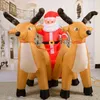 Adornos navideños Inflable Santa Muñeco de nieve Montar muñeco de reno Conjunto con LED incorporado Invierno Regalo divertido al aire libre