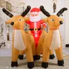 Juldekorationer Uppblåsbar Santa Snowman Riding Reindeer Doll Set med inbyggd LED Winter Outdoor Funny Gift294U