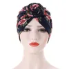 Floral Printing Ladies Turban Bonnet top knot Inner Hijab Caps african twist headwrap Women head wraps India Hat Hijabs Cap 2021