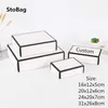 StoBag 5pcs White-black Gift Box Birthday Party Wedding Baby Shower Decoration Simple Baking Biscuit Packaging Custom Your Style 210602