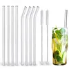 Canudos de vidro transparente 200*8mm para smoothies, coquetéis, canudos saudáveis, reutilizáveis, ecologicamente corretos, presente