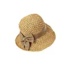 Enkel stil Bowknot Straw Hat Sommarstrand Solskydd Cap Vintage Casual Outdoor Caps Travel Foldbara Wide Brim Hattar
