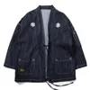 男性用の日本のデニム着物ジャケットストリートウェア2022ファッションコートメンズジャケット