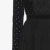 Lace Black Patchwork V-Neck Collar Diamant Pleated Maxi Klänningar för Kvinnor Mall Goth Trend Fashion Spring GX493 210421