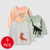 Mudkingdom pojkar långärmad t-shirt höst mode dinosaur tecknad pullover 3-pack casual kläder 210615
