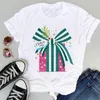 T-shirts femme T-shirt femme joyeux Noël neige Plaid femmes mignonnes vacances 2022 T-shirts vêtements graphique dessin animé femme belle année