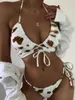 Maillots de bain pour femmes 2021 Sexy femmes vache imprimé dos nu cravate Bikini maillot de bain femme brésilien Biquini ensemble maillot de bain baigneur