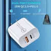 Caricabatterie per telefono da 18 W Carica rapida Tipo C PD Ricarica rapida per iPhone Caricabatterie USB EU US UK AU Plug con QC3.0