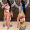 Tek Parça Takım Elbise Artı Boyutu Mayo Kadınlar Kapak Up Plaj Kadın Baskı Seksi Tek Parça Yüzmek Wrap Afric Monokini Tasarımcı Mayo