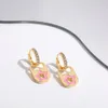 Trendy Geometric Multicolor Dripping Oil Star Shape Dangle Earrings for Woman Fashion Gold Color CZ Crystal Pendant Earring