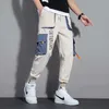 Homens Harem Calças 2021 Hip Hop Ribbons Basculador Calças Moda Casual Track Calças Streetwear Harajuku Sweatpants Y0927