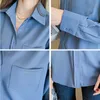 Корейская блузка Женщины Шифон Рубашки S Длинные Рукав Офис Леди Базовые Топы Плюс Размер Женщина Сатин S 210604