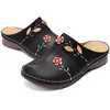 Mulheres entupimentos Sandálias Senhoras Conforto Fechado Toe Cunhas Plataforma Sapatos Flor Slipper FS99 210928