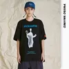 Men's T-Shirts PRETO BRANCO Men'sl Tide Bf Short-sleeved Brand Loose Trend Ins Street Hip-hop Ghost Character Printed T-shirt CXZ