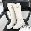 Winter Knee High Boots Women Natural Genuine Leather Buckle Thick Heel Long Patent Zipper Shoes Lady 33-42 210517