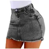 Sexy Women High Waist Denim Skirt Fashion Summer Slim Frayed Mini Denim Skirts Lady Leisure Pockets Wash Denim Shorts Jeans LL3 X0428